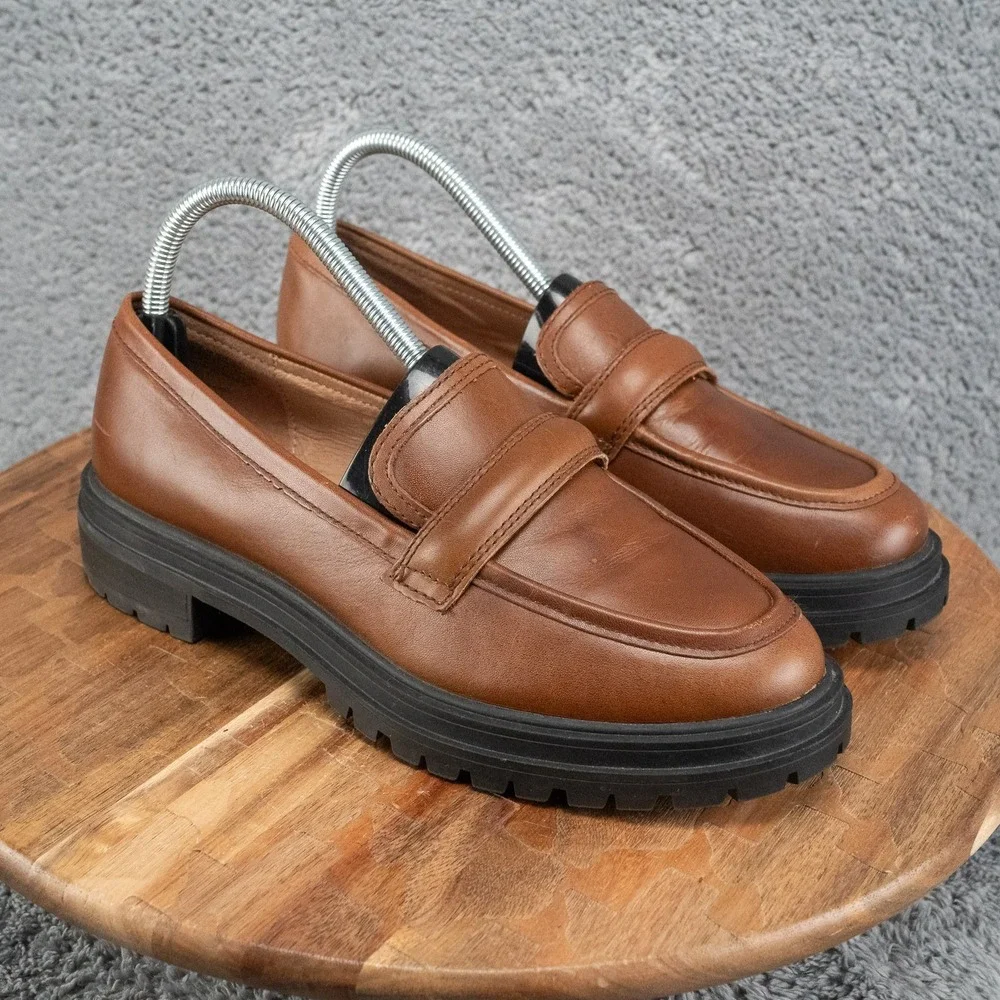 Madewell Size 8.5 The Bradley Lugsole Loafer Brown Leather Women's Shoes